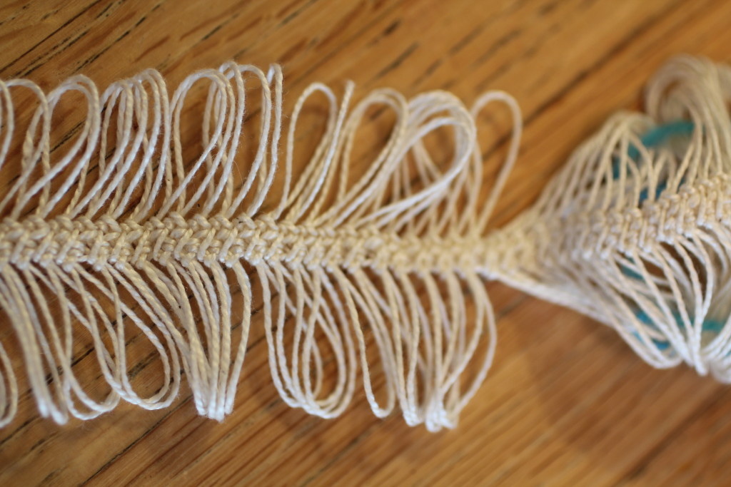 Hairpin lace against a table