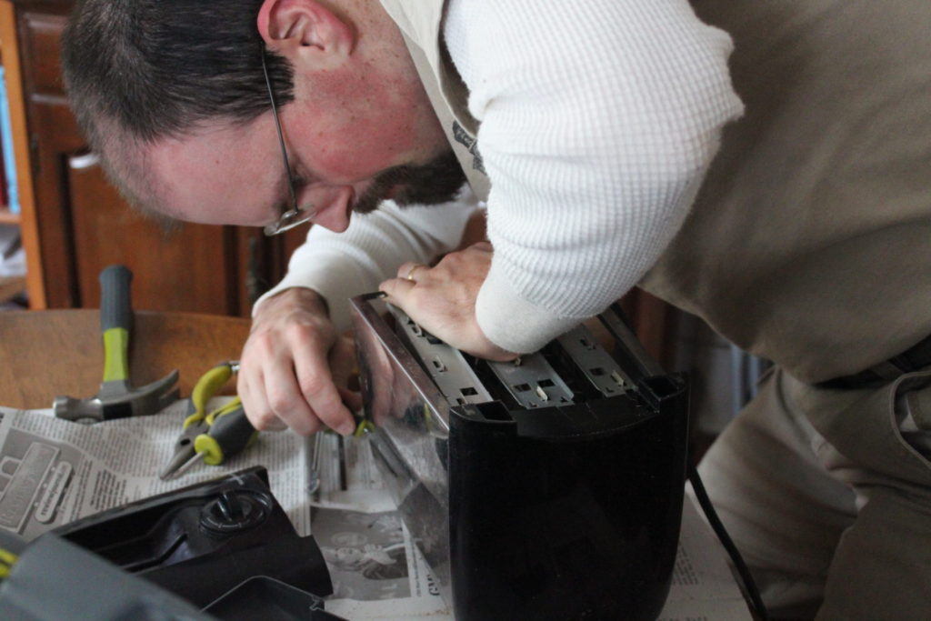 fixing the toaster